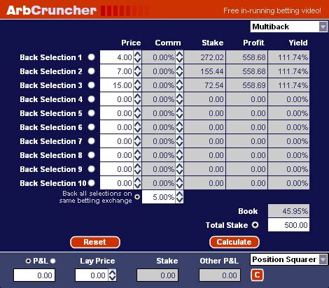 dutching calculator